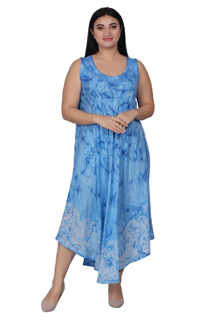 Border Block Print Tie Dye Dress 522183 - Advance Apparels Inc