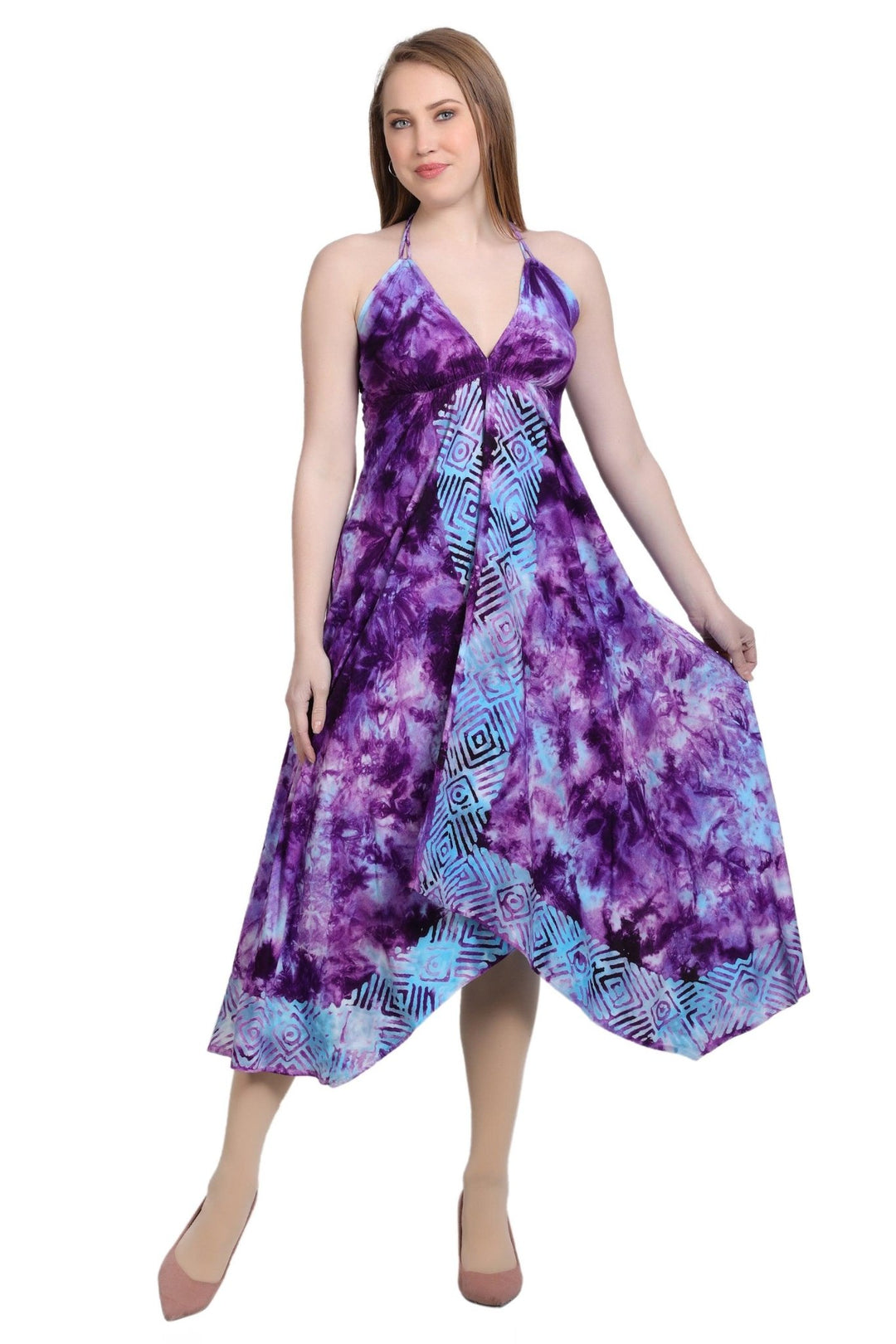 Border Print Scarf Dress D21567 - Advance Apparels Inc