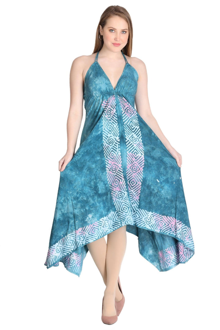 Border Print Scarf Dress D21567 - Advance Apparels Inc