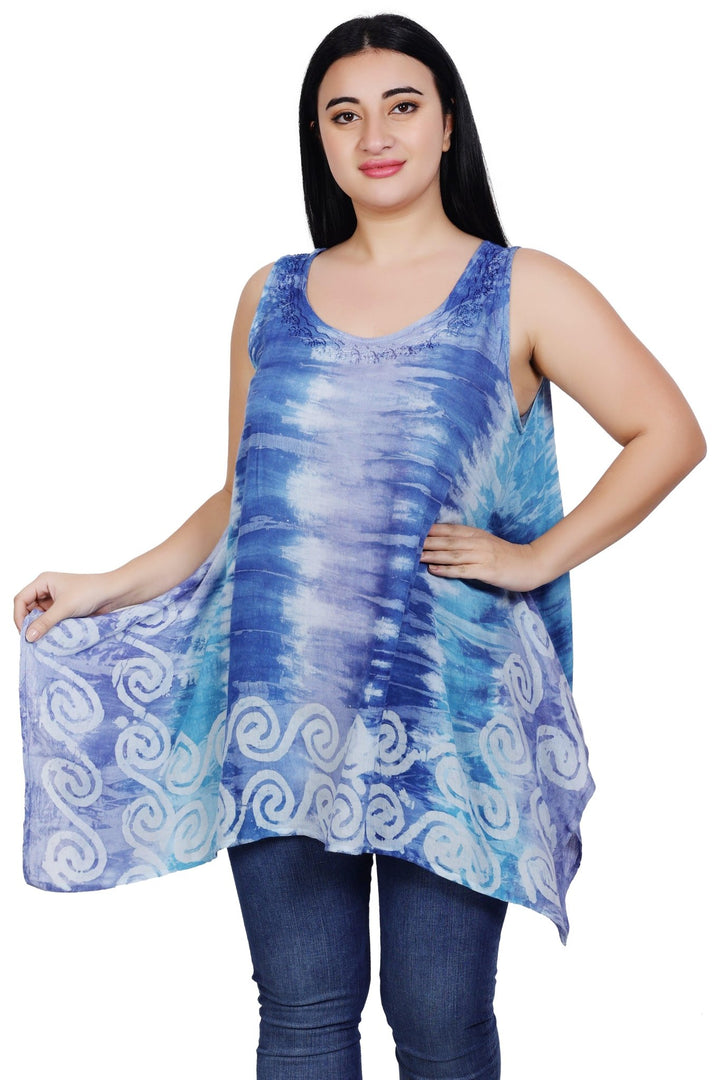 Border Print Tie Dye Tank Top T-3203 - Advance Apparels Inc