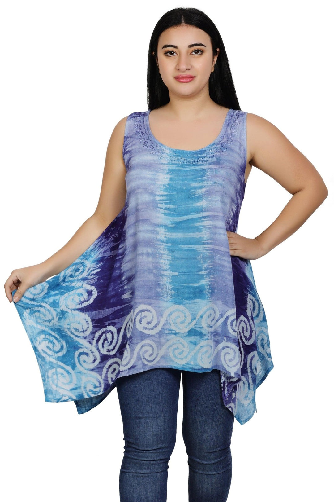 Border Print Tie Dye Tank Top T-3203 - Advance Apparels Inc