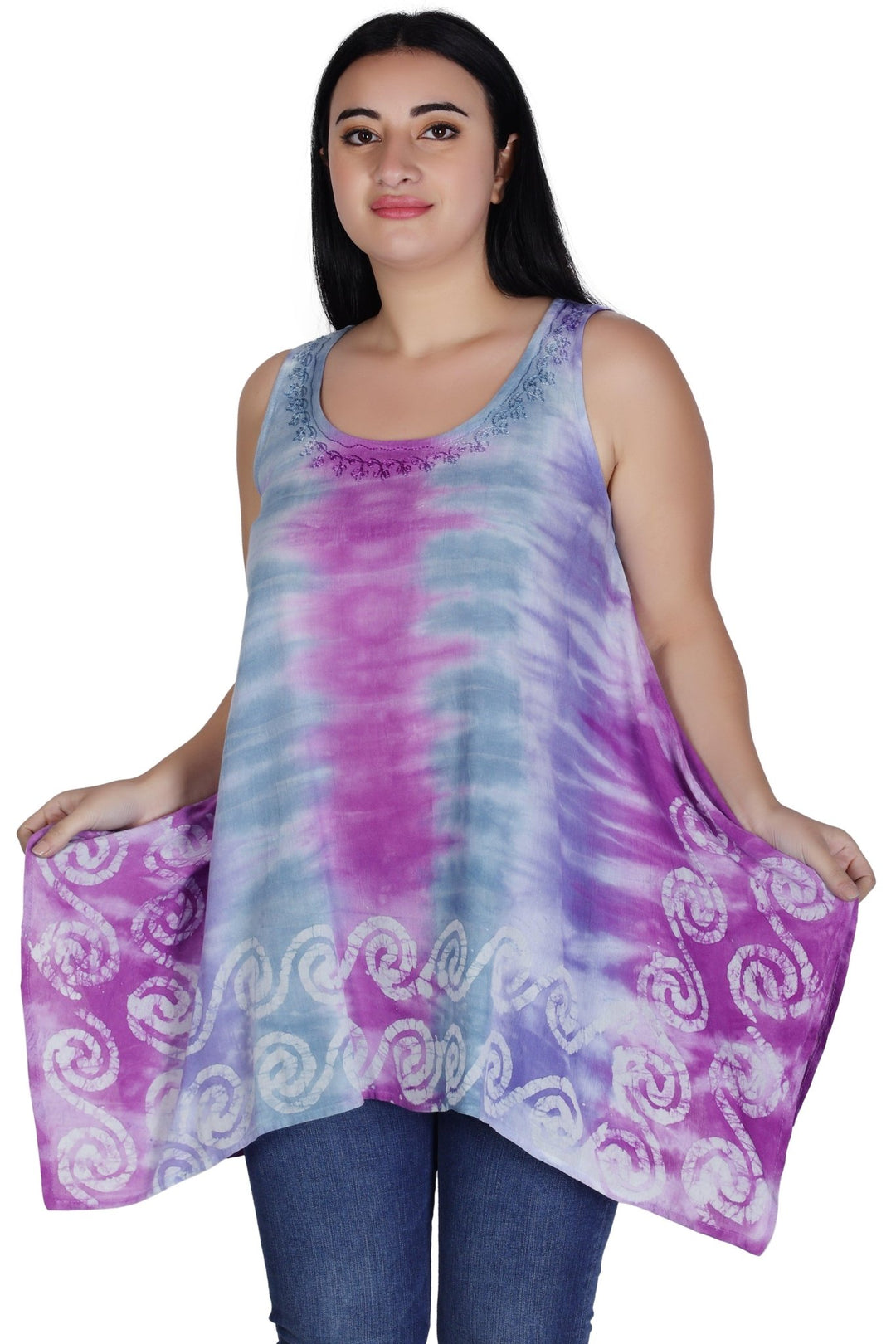 Border Print Tie Dye Tank Top T-3203 - Advance Apparels Inc