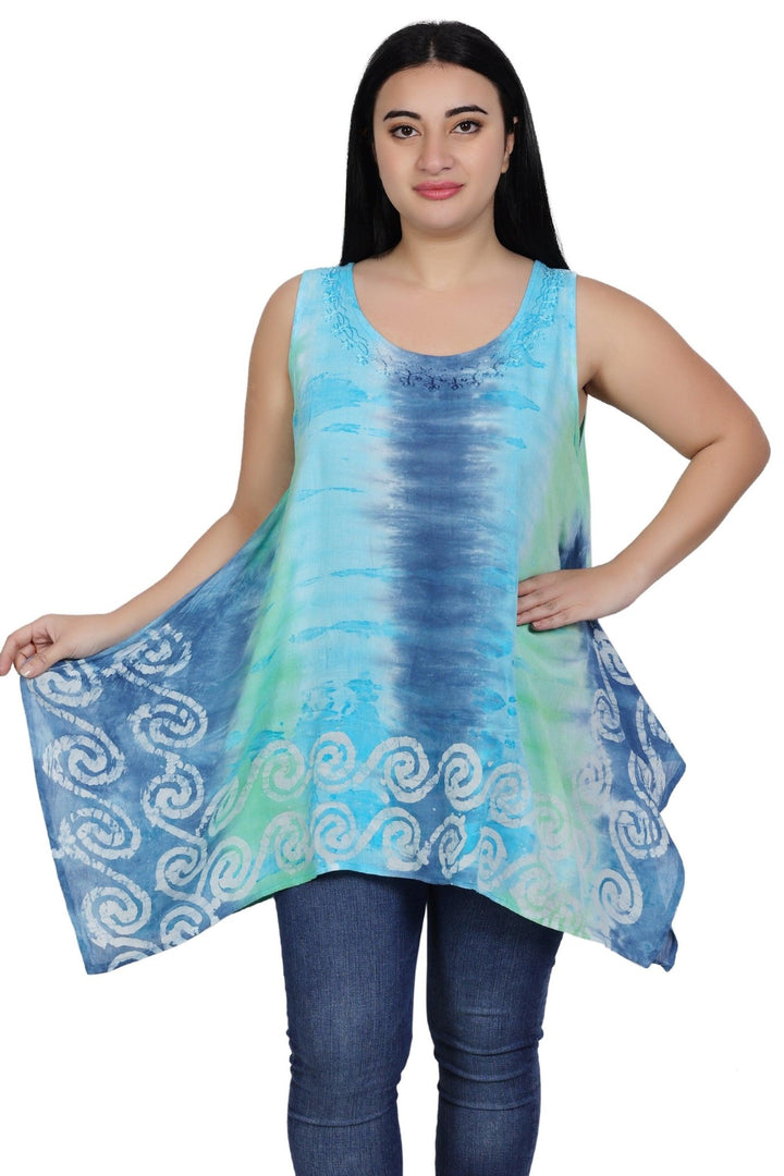 Border Print Tie Dye Tank Top T-3203 - Advance Apparels Inc