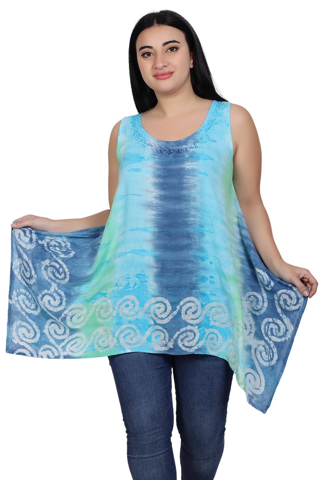 Border Print Tie Dye Tank Top T-3203 - Advance Apparels Inc