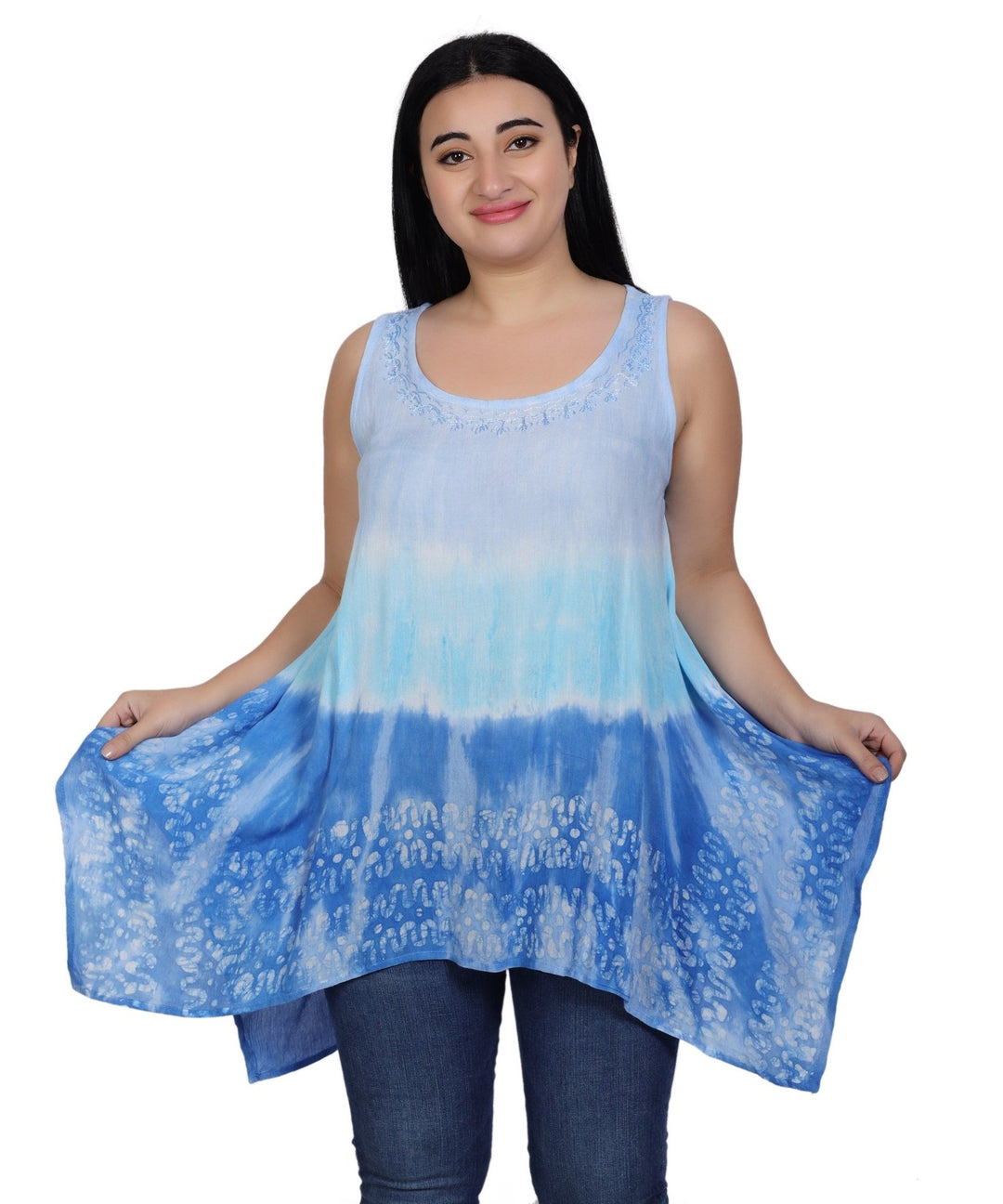 Border Print Tie Dye Tank Top T-3204 - Advance Apparels Inc