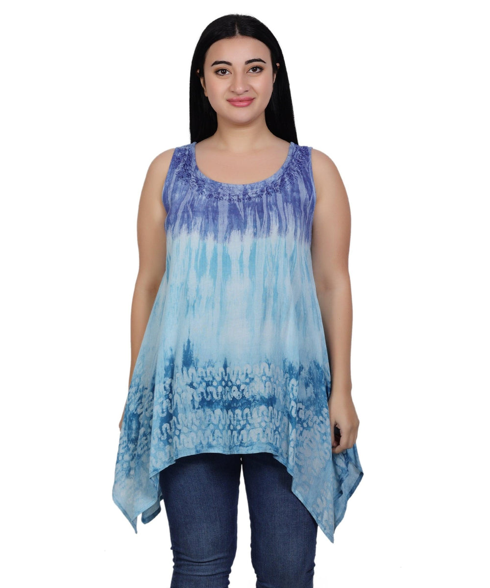 Border Print Tie Dye Tank Top T-3204 - Advance Apparels Inc