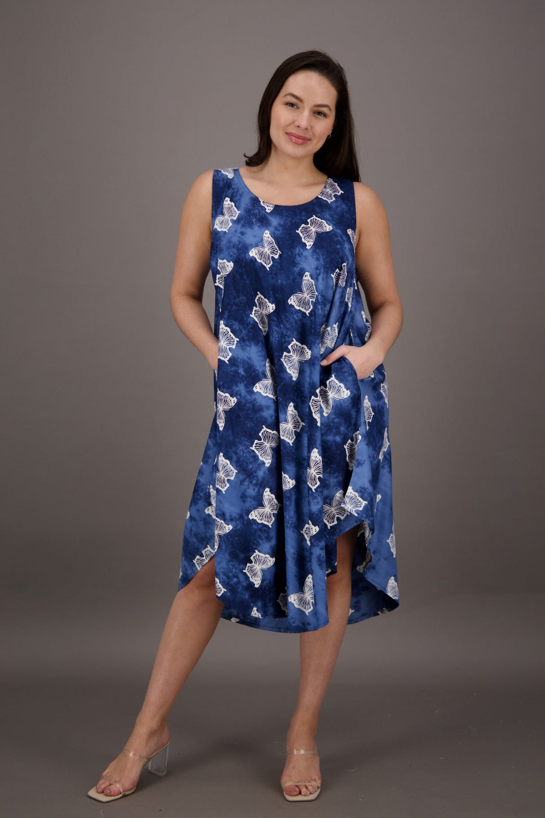 Butterfly Print Tie Dye Resort Dress 17143 - Advance Apparels Inc