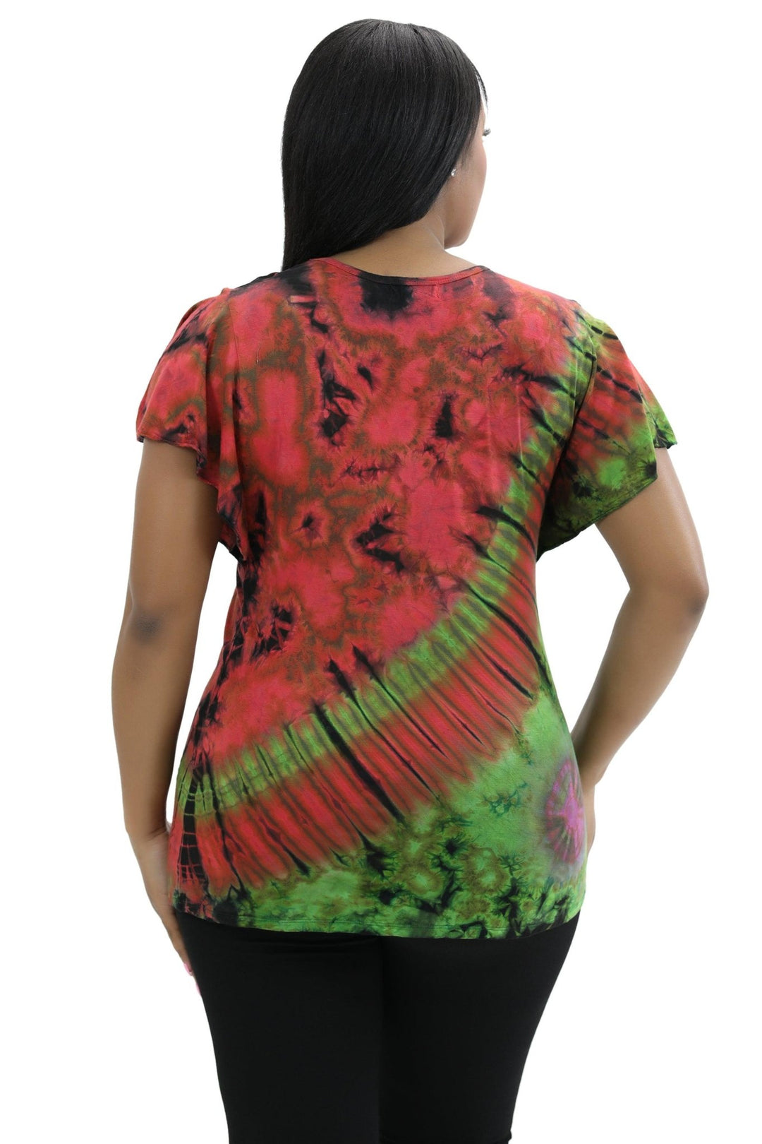 Cap Sleeve Spandex Tie Dye Blouse SP4 - Advance Apparels Inc