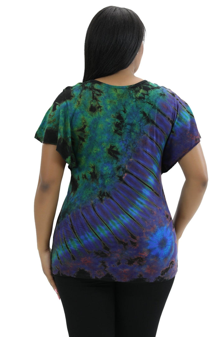 Cap Sleeve Spandex Tie Dye Blouse SP4 - Advance Apparels Inc