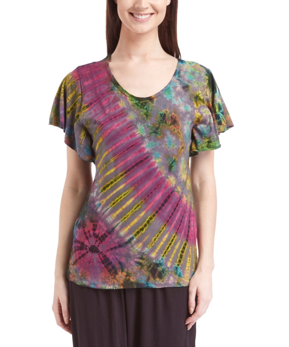 Cap Sleeve Spandex Tie Dye Blouse SP4 - Advance Apparels Inc