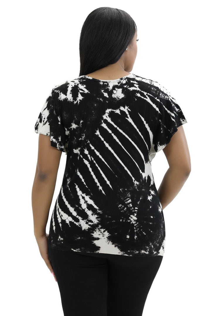 Cap Sleeve Spandex Tie Dye Blouse SP4 - Advance Apparels Inc