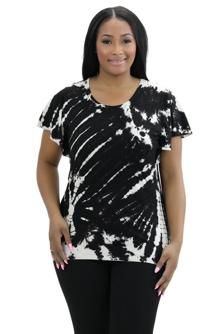 Cap Sleeve Spandex Tie Dye Blouse SP4 - Advance Apparels Inc