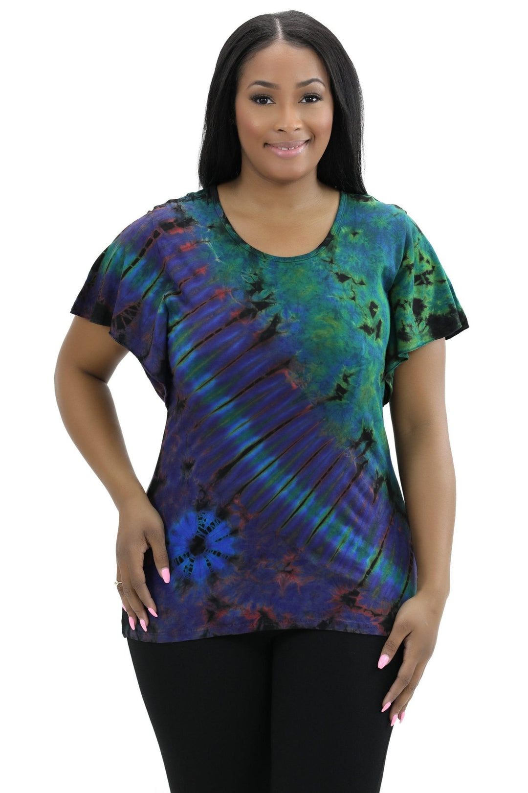 Cap Sleeve Spandex Tie Dye Blouse SP4 - Advance Apparels Inc