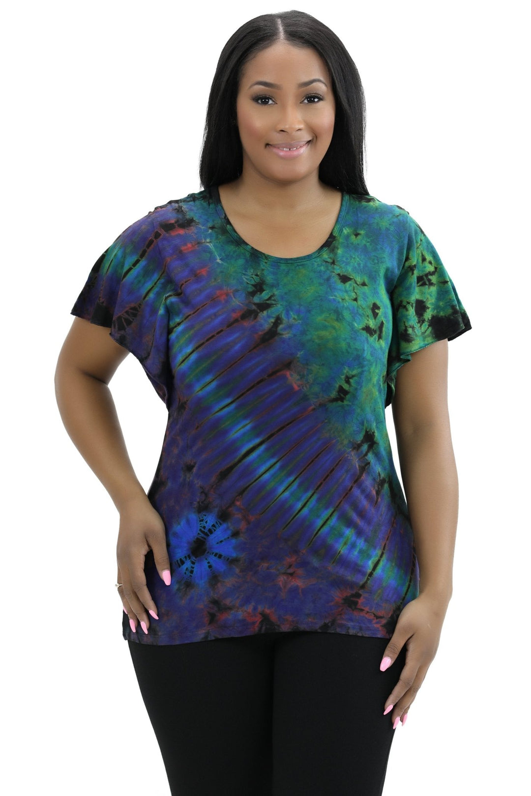 Cap Sleeve Spandex Tie Dye Blouse SP4 - Advance Apparels Inc