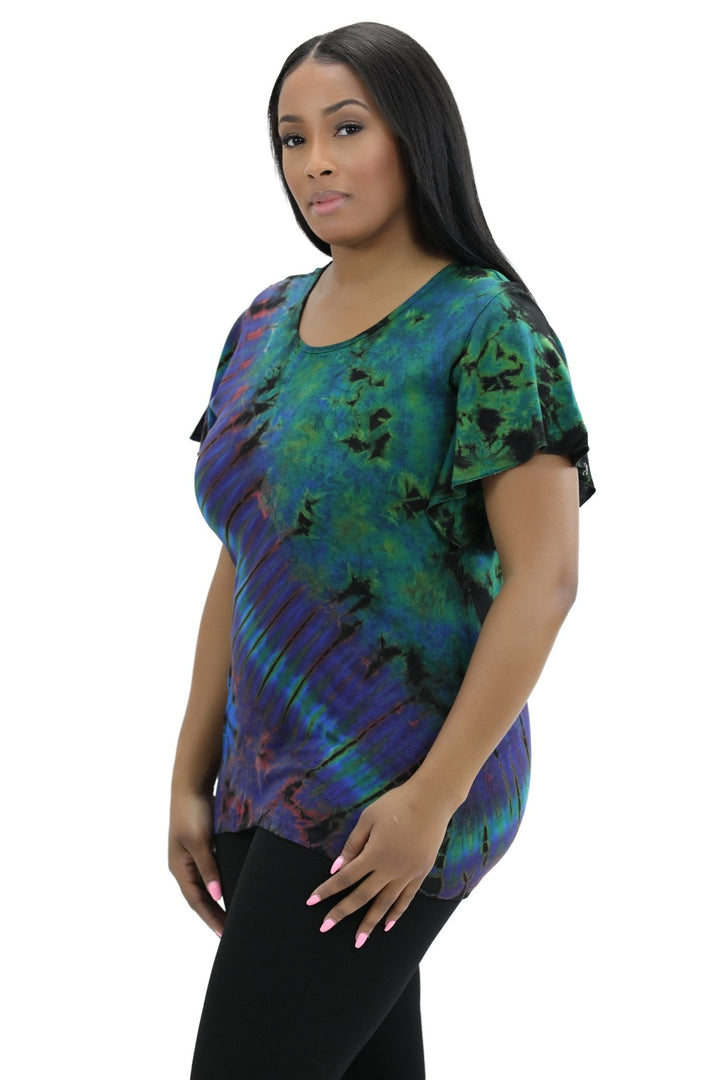 Cap Sleeve Spandex Tie Dye Blouse SP4 - Advance Apparels Inc