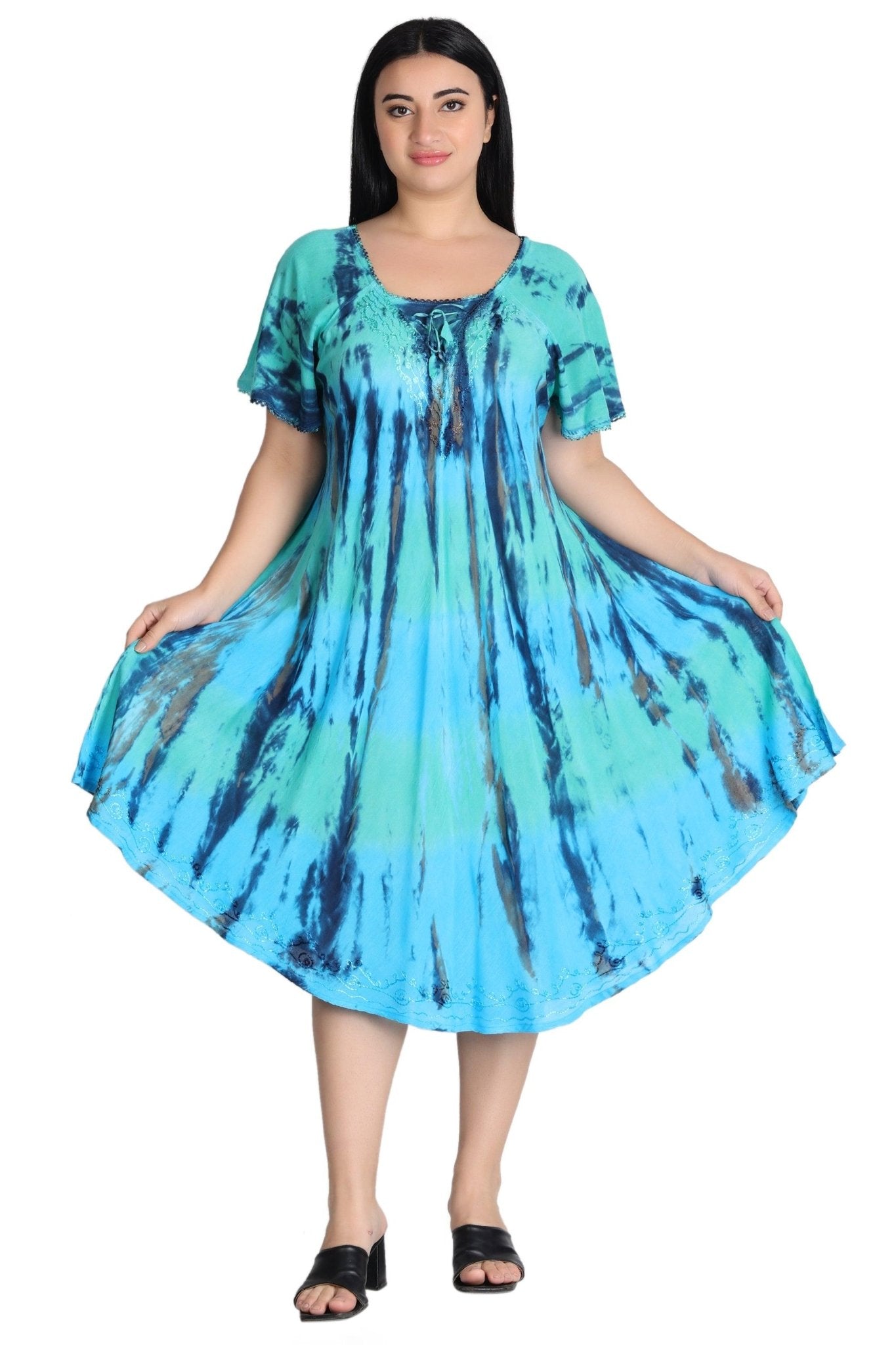 Cap Sleeve Tie Dye Dress 482162-SLVD - Advance Apparels Inc