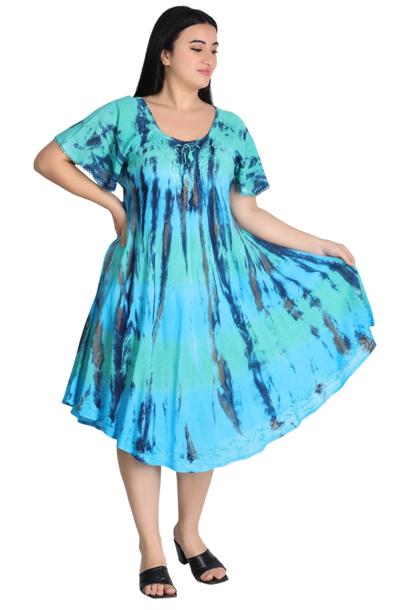 Cap Sleeve Tie Dye Dress 482162-SLVD - Advance Apparels Inc