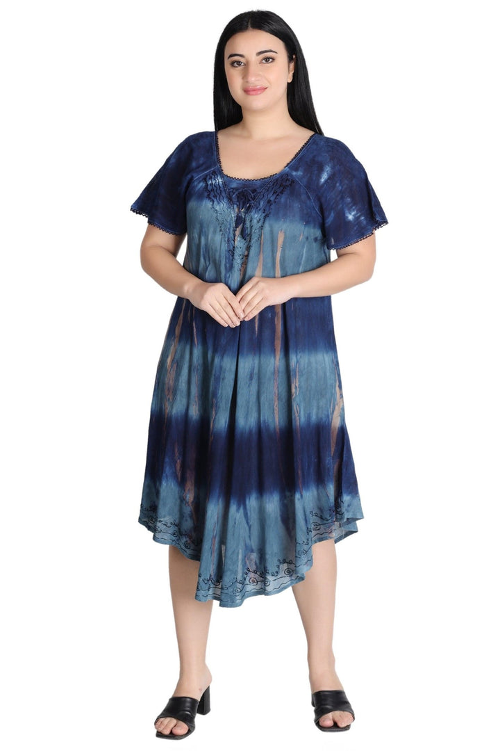 Cap Sleeve Tie Dye Dress 482162-SLVD - Advance Apparels Inc