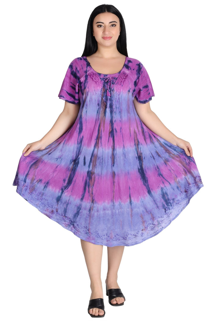 Cap Sleeve Tie Dye Dress 482162-SLVD - Advance Apparels Inc