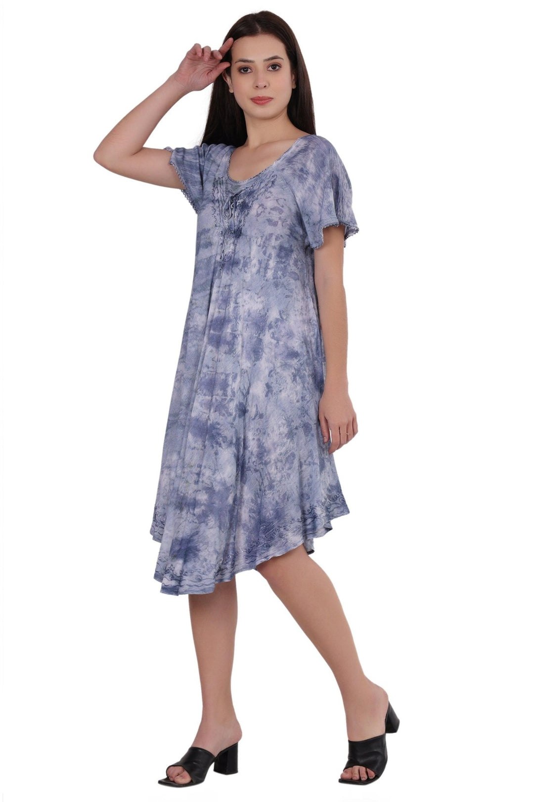 Cap Sleeve Tie Dye Dress 482165-SLVD - Advance Apparels Inc