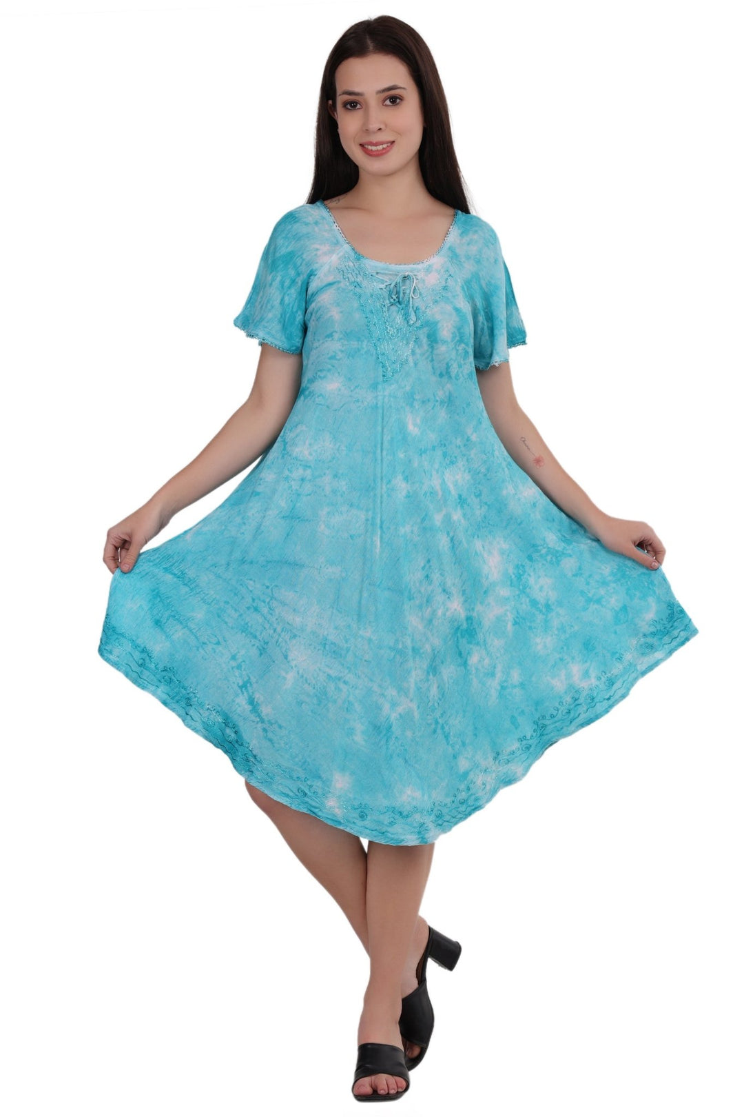 Cap Sleeve Tie Dye Dress 482165-SLVD - Advance Apparels Inc