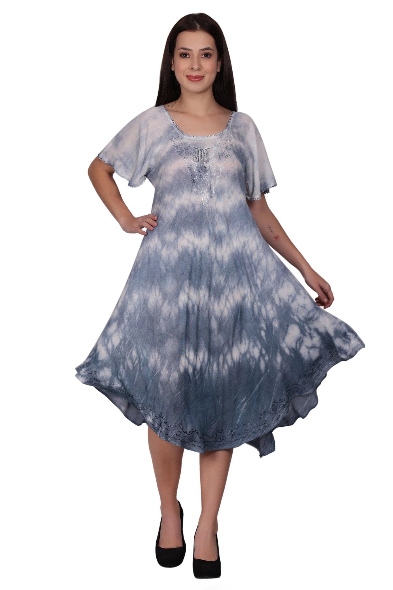 Cap Sleeve Tie Dye Dress 482210-SLVD - Advance Apparels Inc