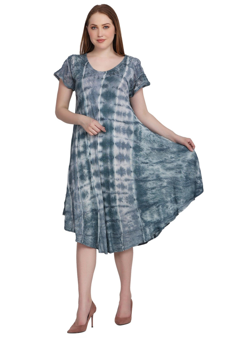 Cap Sleeve Tie Dye Dress 522185-SLV - Advance Apparels Inc