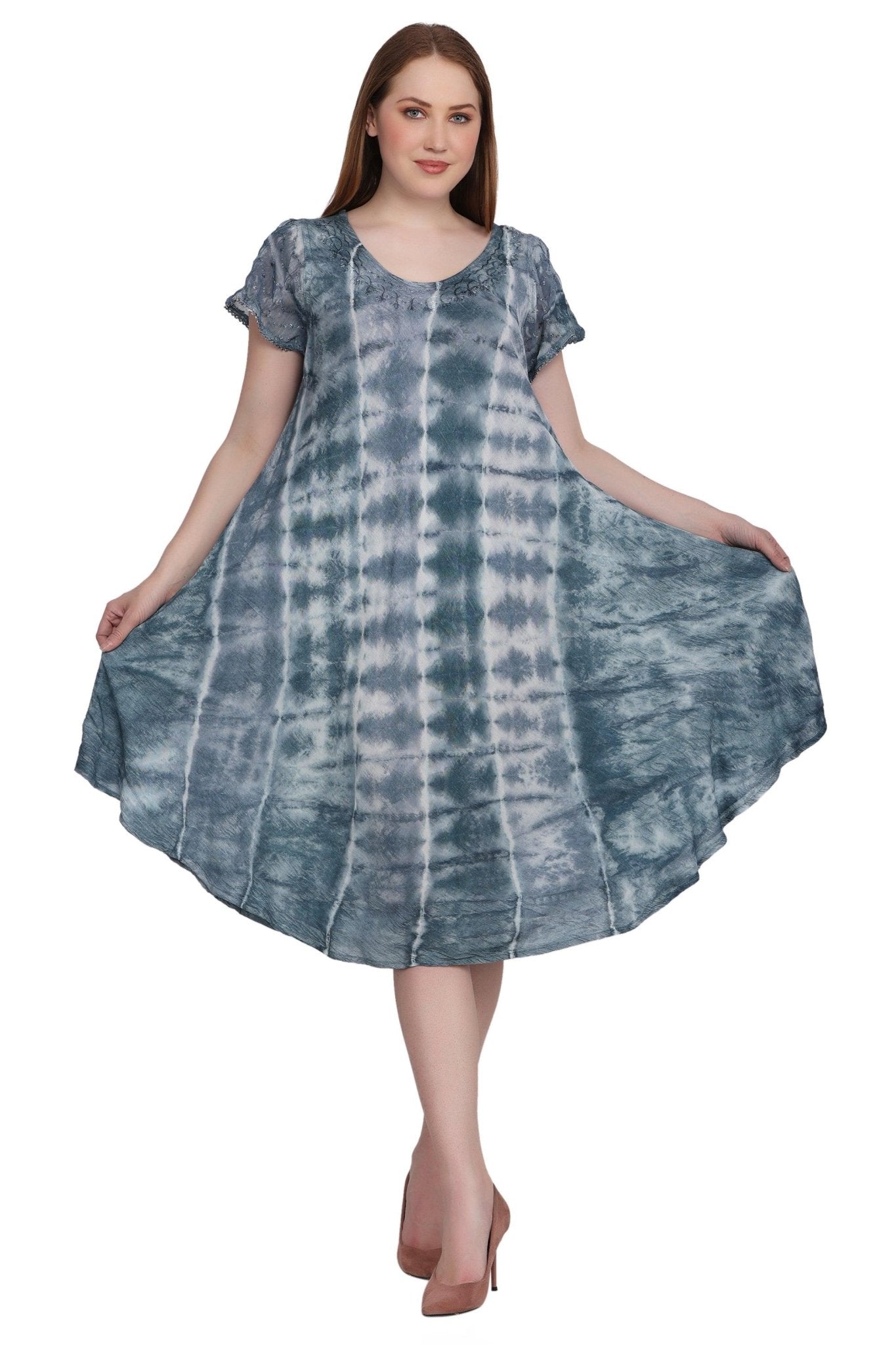 Cap Sleeve Tie Dye Dress 522185-SLV - Advance Apparels Inc