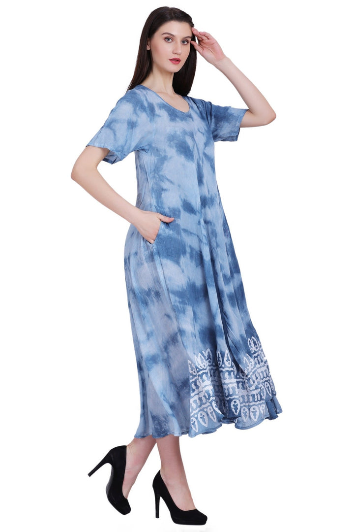 Capri Long Length Tie Dye Dress w/ Sleeves 522102 - Advance Apparels Inc