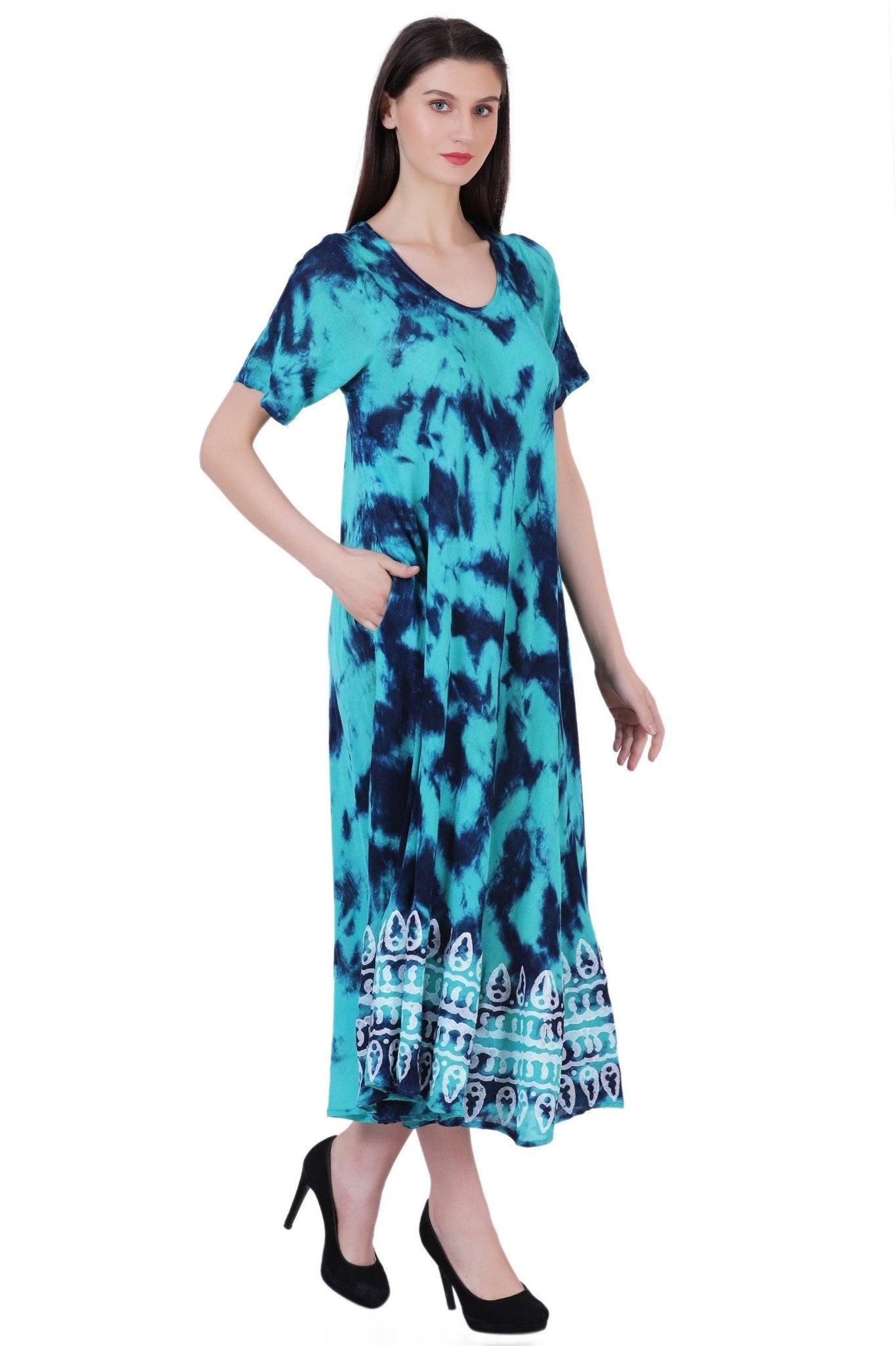 Capri Long Length Tie Dye Dress w/ Sleeves 522102 - Advance Apparels Inc