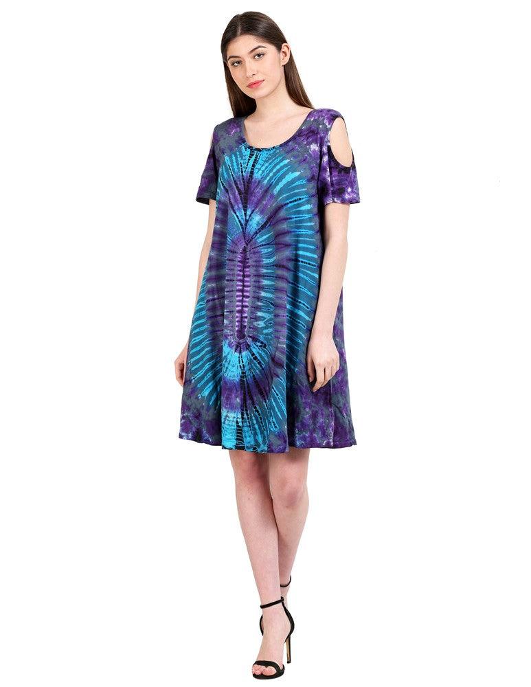 Cold Shoulder Spandex Tie Dye Dress 19442 - Advance Apparels Inc