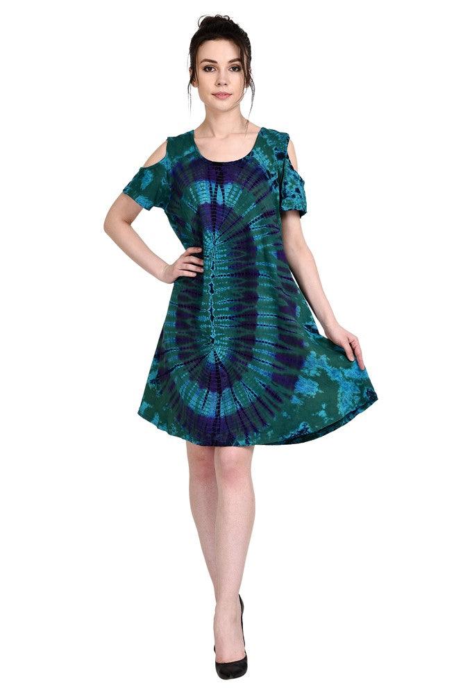 Cold Shoulder Spandex Tie Dye Dress 19442 - Advance Apparels Inc