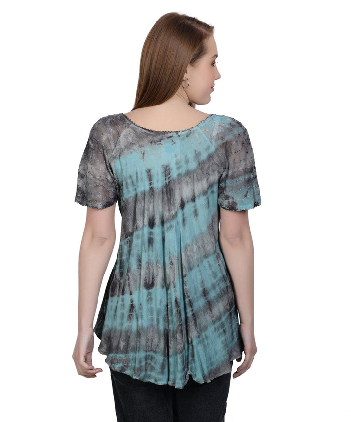 Double Washed Tie Dye Blouse 302136 - Advance Apparels Inc