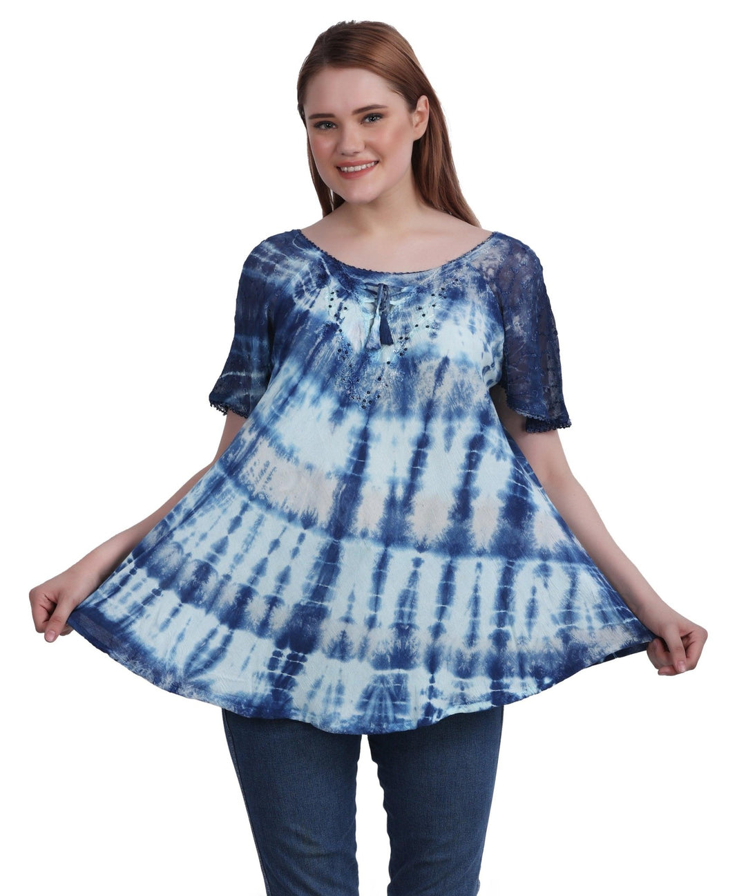 Double Washed Tie Dye Blouse 302136 - Advance Apparels Inc