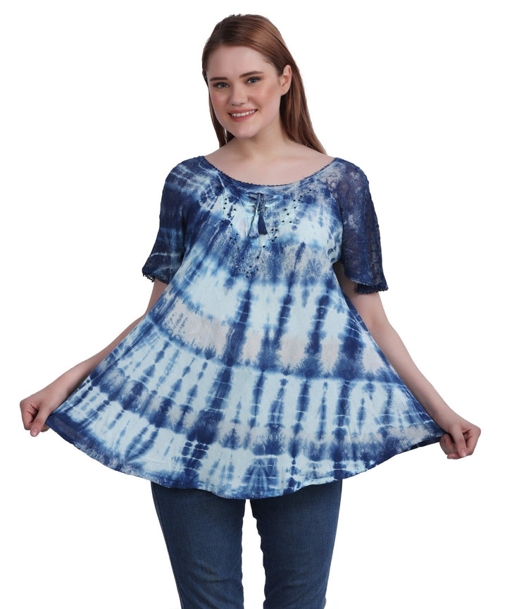 Double Washed Tie Dye Blouse 302136 - Advance Apparels Inc