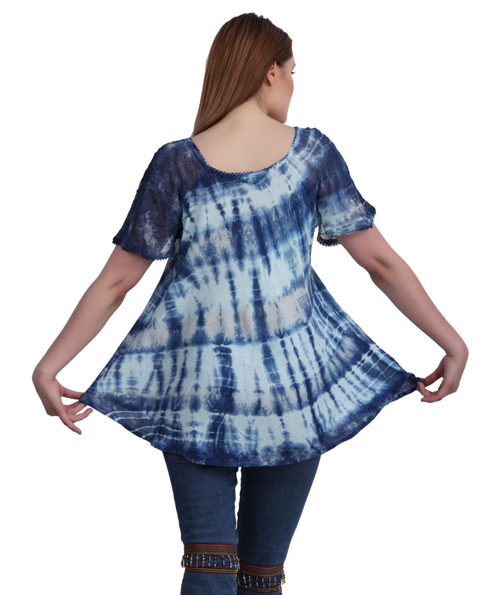 Double Washed Tie Dye Blouse 302136 - Advance Apparels Inc