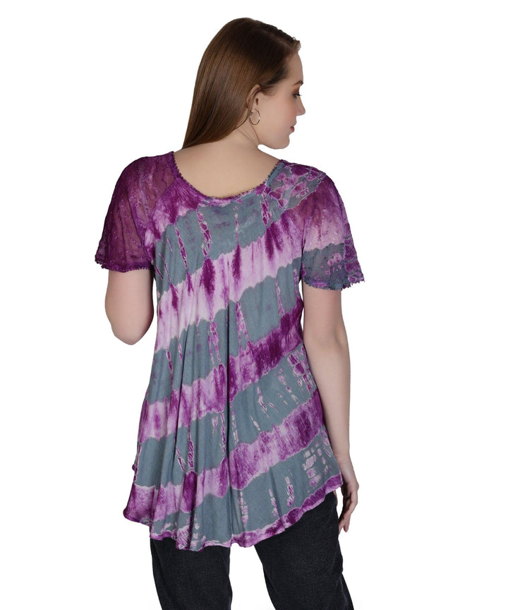 Double Washed Tie Dye Blouse 302136 - Advance Apparels Inc