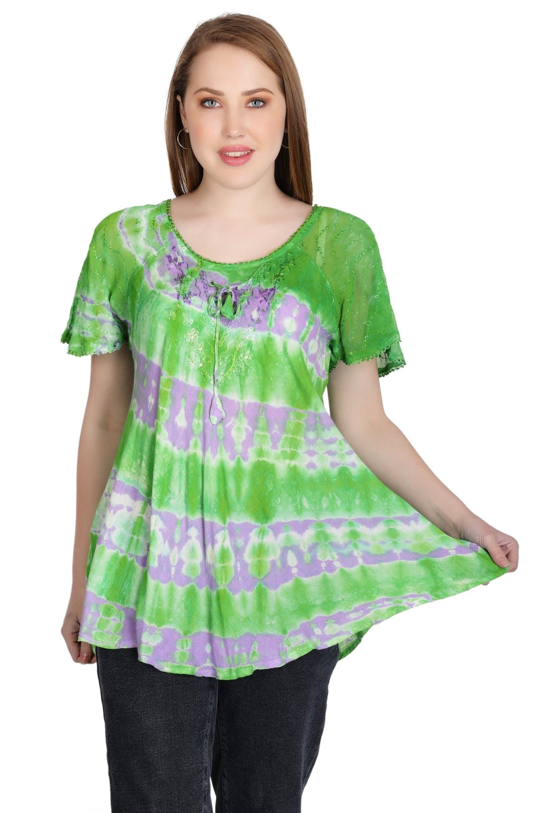 Double Washed Tie Dye Blouse 302136 - Advance Apparels Inc