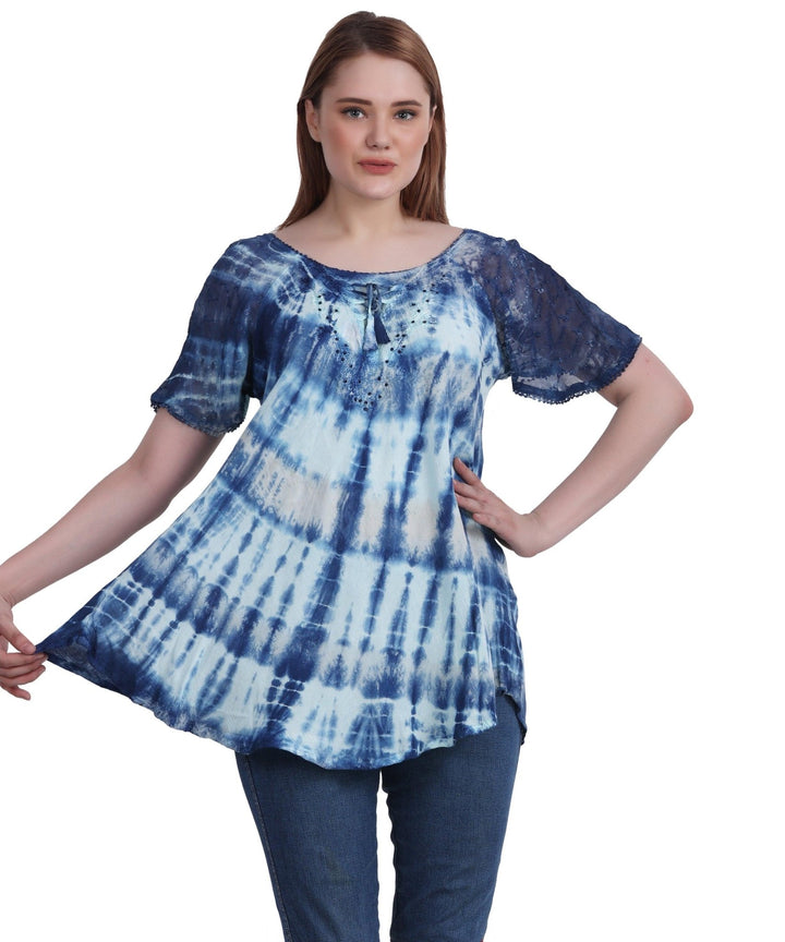 Double Washed Tie Dye Blouse 302136 - Advance Apparels Inc