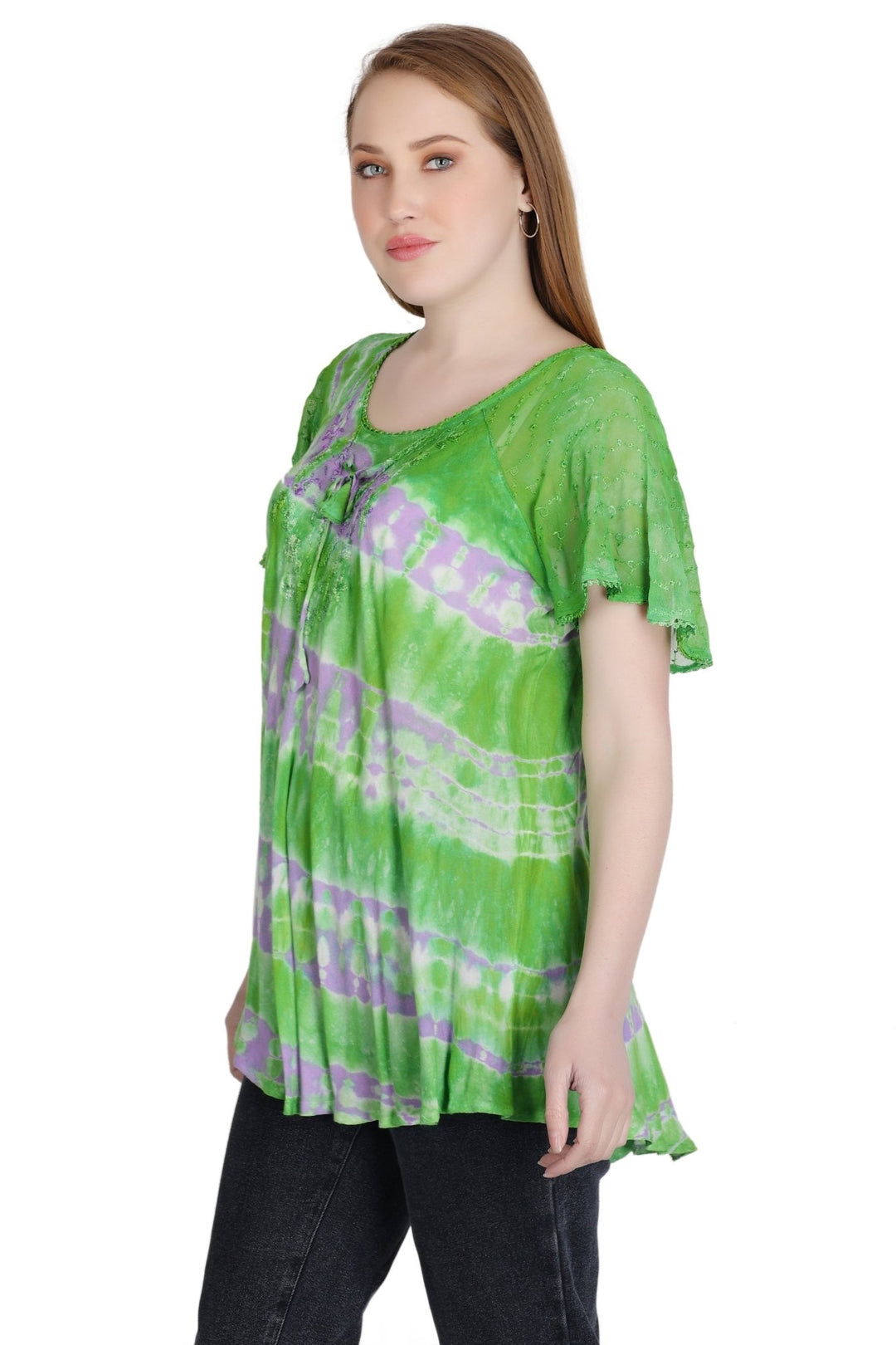 Double Washed Tie Dye Blouse 302136 - Advance Apparels Inc