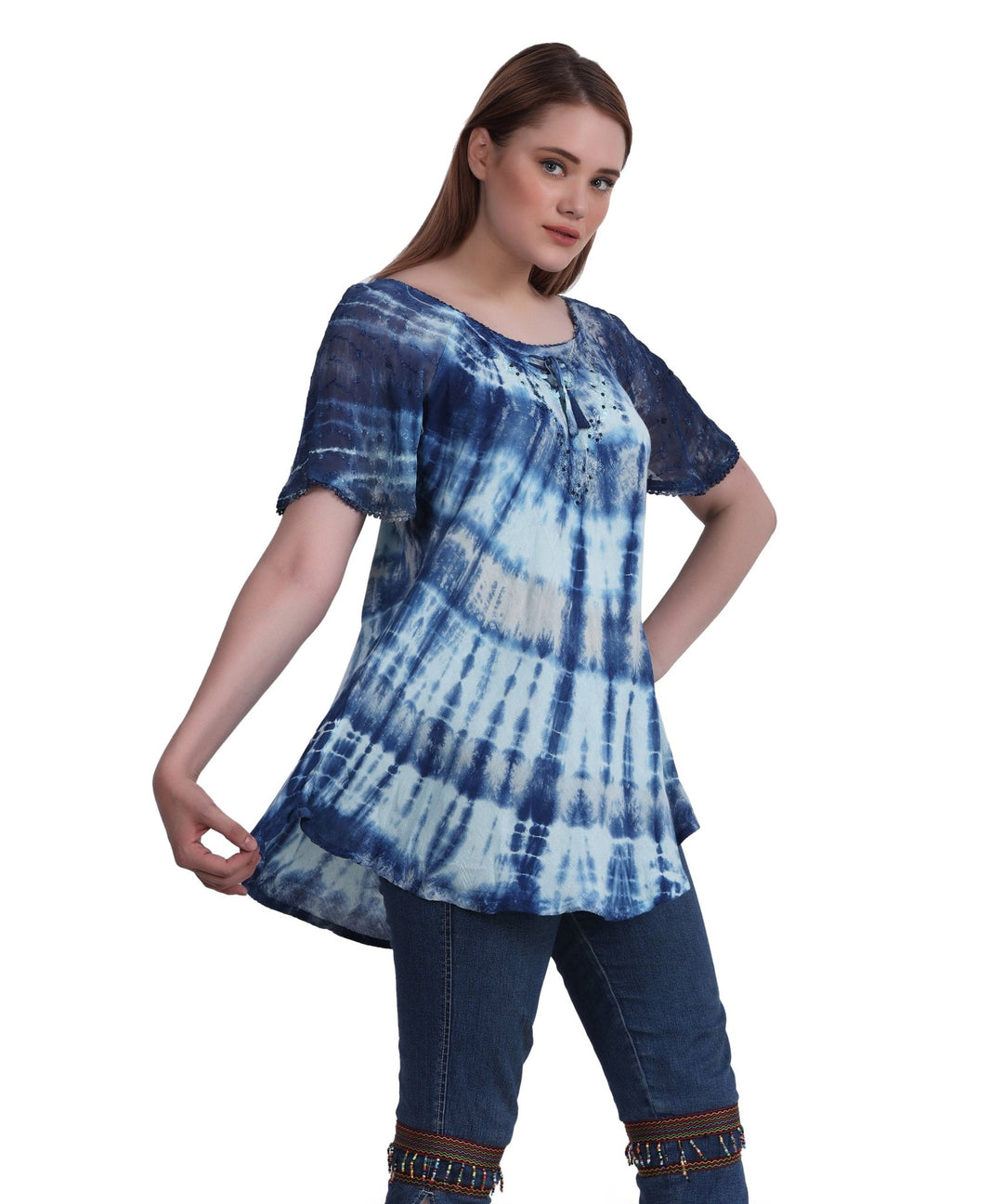 Double Washed Tie Dye Blouse 302136 - Advance Apparels Inc