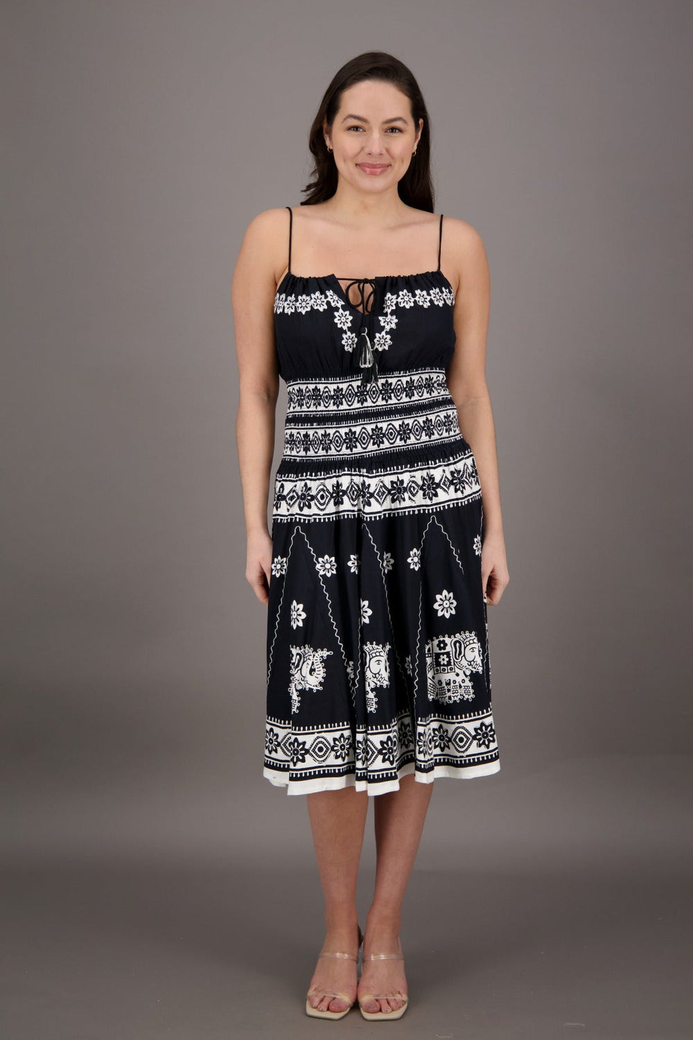 Elephant Block Print Batik Dress 2833 - Advance Apparels Inc