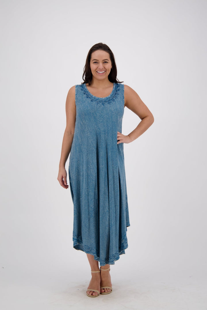 Embroidered Acid Wash Beach Dress 19255 - Advance Apparels Inc