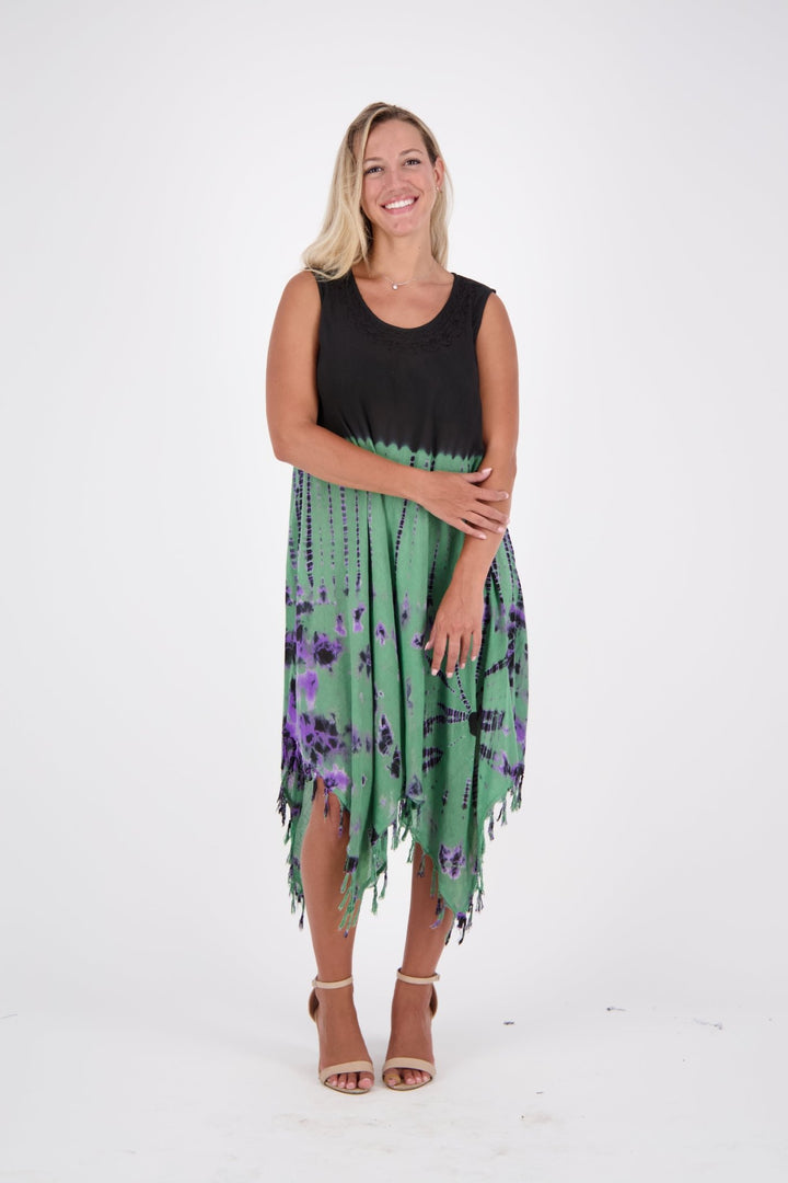 Fairytale Bottom Tie Dye Dress w/ Fringes 19260 - Advance Apparels Inc