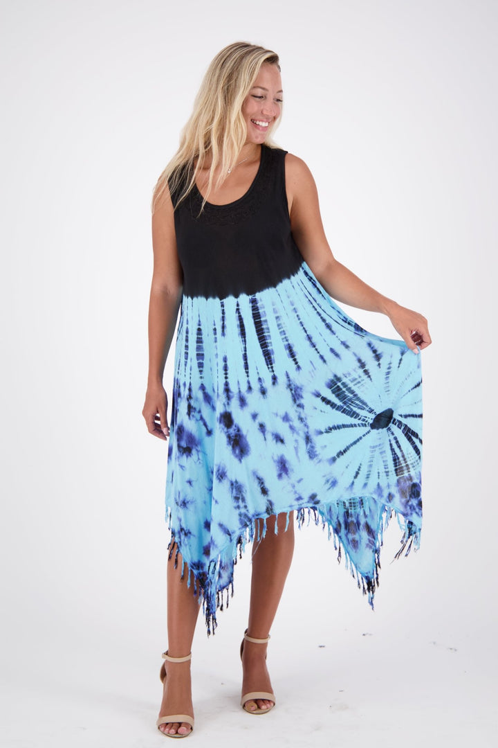 Fairytale Bottom Tie Dye Dress w/ Fringes 19260 - Advance Apparels Inc