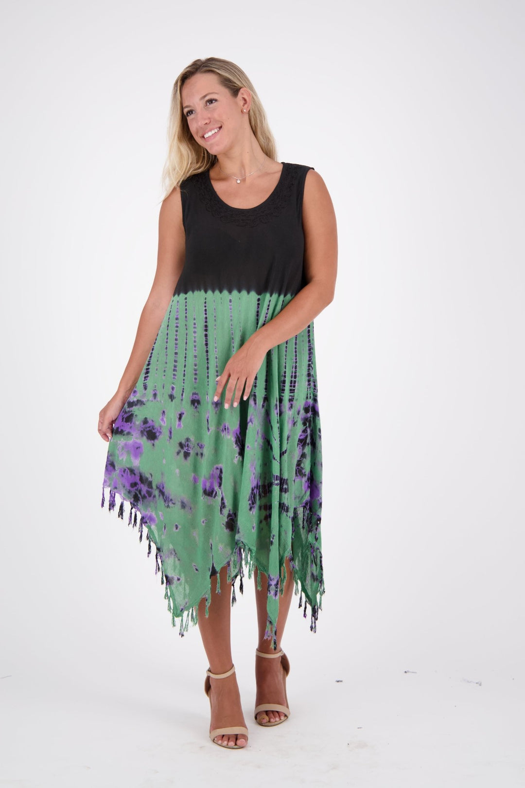 Fairytale Bottom Tie Dye Dress w/ Fringes 19260 - Advance Apparels Inc