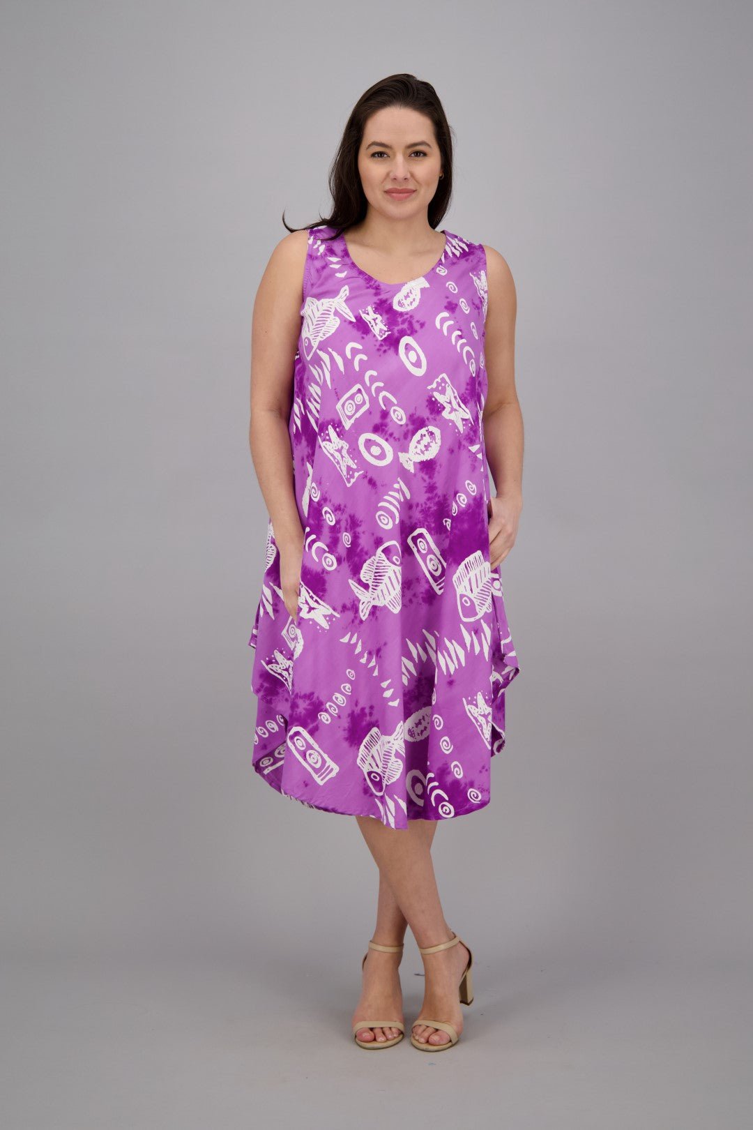 Fish Print Beach Dress Rayon 17146 - Advance Apparels Inc