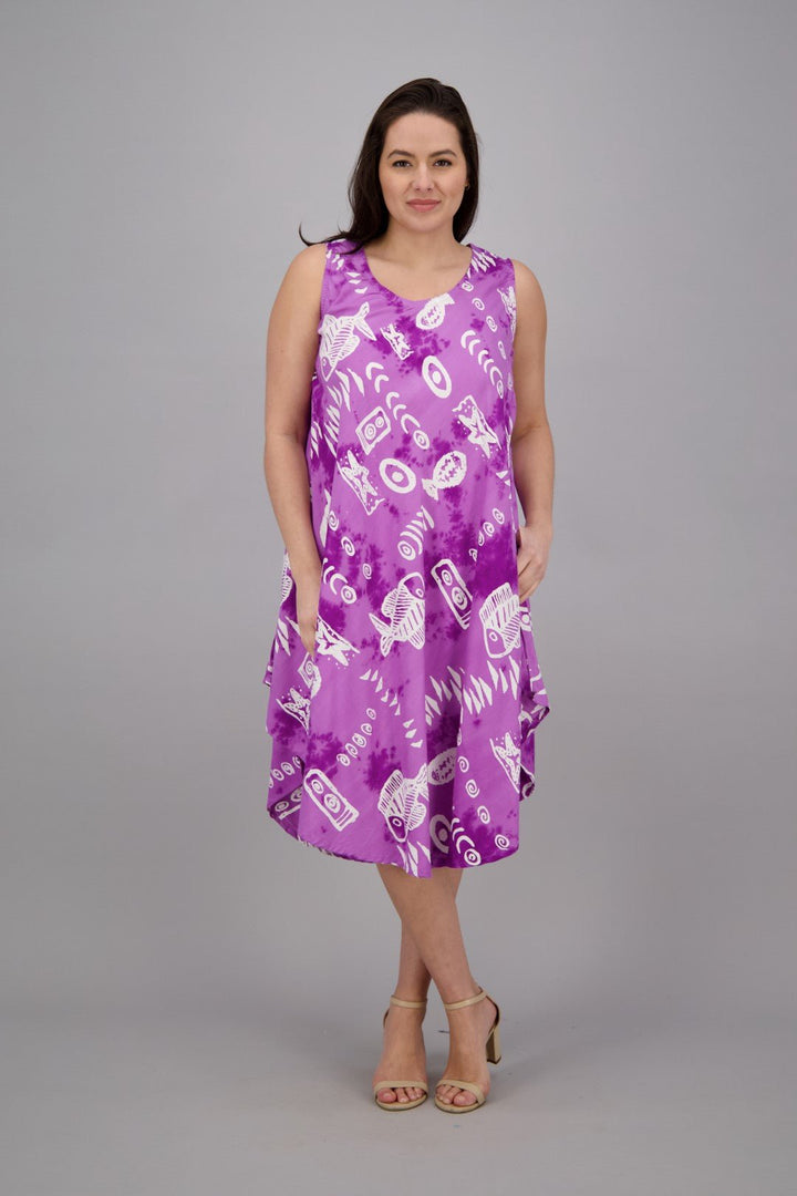 Fish Print Beach Dress Rayon 17146 - Advance Apparels Inc