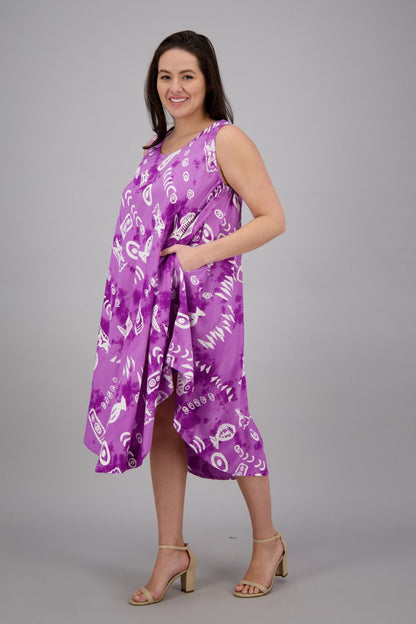 Fish Print Beach Dress Rayon 17146 - Advance Apparels Inc