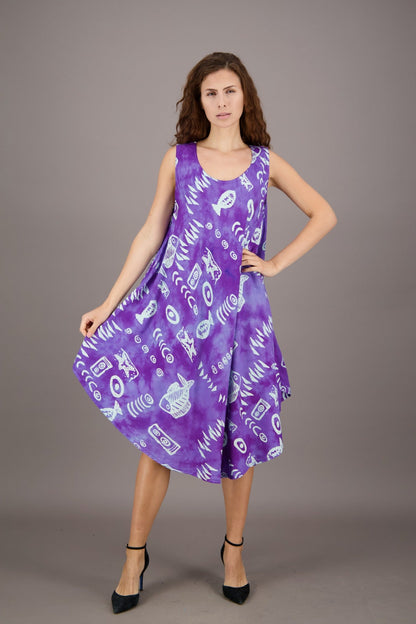 Fish Print Beach Dress Rayon 17146 - Advance Apparels Inc